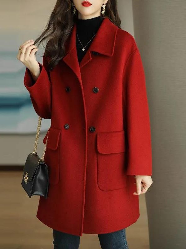 Manteau en laine mi-long, élég - Wool Coat Peacoat avis et prix